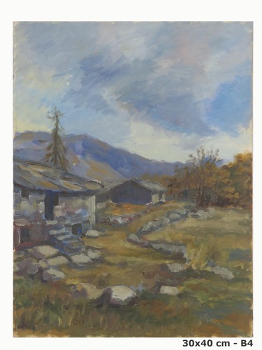 Tableau paysage alpes piémont - tableau,