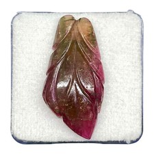 22.85 Cts Naturel Rose Tourmaline Feuille Sculpture Pierre pour Pendentif Bijoux