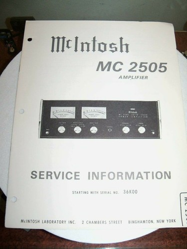 Mcintosh 2505 service - mcintosh,