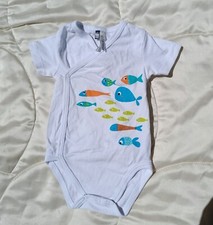 Body manches courtes blanc poissons multicolore Orchestra 1 mois 54 cm