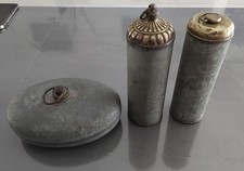 LOT 3 BOUILLOTTE  ANCIENNE  CHAUFFE LIT CYLINDRIQUE MÉTAL GALVANISÉ ET  LAITON