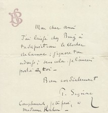 Paul SIGNAC - Lettre