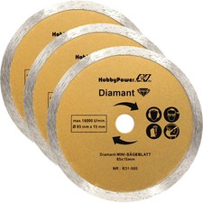 3x Diamant 85x15mm Scie Circulaire à Main avec Batterie pour Lidl Parkside 12V