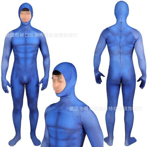 Blue muscle jumpsuit suit - blue,