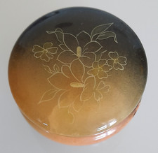 Boite à bijoux vintage en albâtre véritable avec charnières laiton motif floral