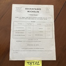 Michelin note prix tarif rechapage pneumatique tracteur janvier 1959