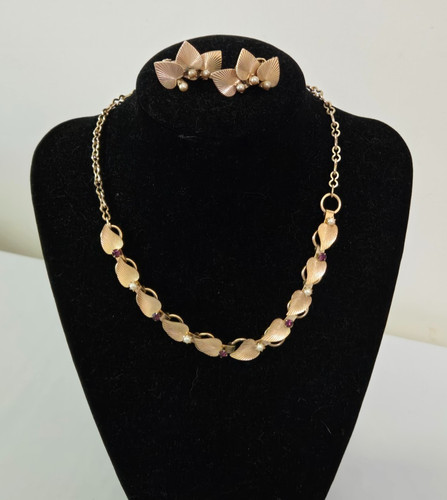 Vtg goldtone demi parure - vtg.,