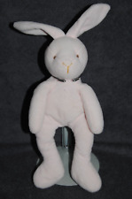 ?Doudou Lapin Rose JACADI Bouche Nez Brodé Jaune Peluche 25 / 33 cm  Etat NEUF