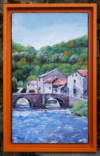 tableau signé Boux: pont sur