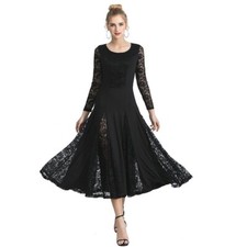 Femmes Dentelle Tenue de Danse Salle Bal Robe Valse Moderne Tango Swing D Slim