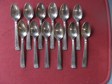 ++"547..13"  12 CUILLERES A  CAFE  EN METAL ARGENTE ORFEVRE PAUL DEVAUX ART DECO