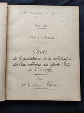 Ecole Supérieure de Guerre 1890-1891 Col. Thiroux Organisation et Mobilisation