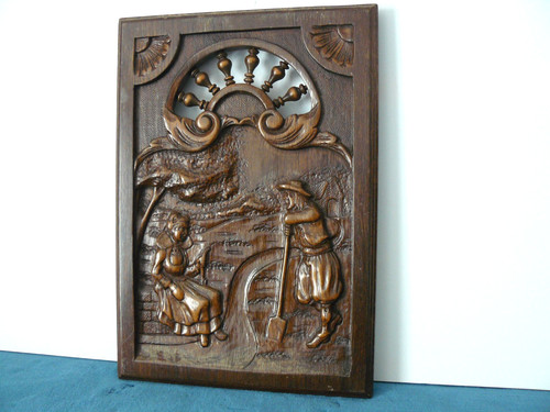 Beau panneau bois sculpte - panneau,