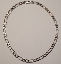 BIJOU VINTAGE COLLIER CHAINE MAILLE ALTERNÉE FIGARO ARGENT MASSIF #BC# K12