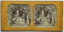 FRANCE Contes de Perrault Chat botté Vierge c1865 Photo Stereo Diorama Vintage 