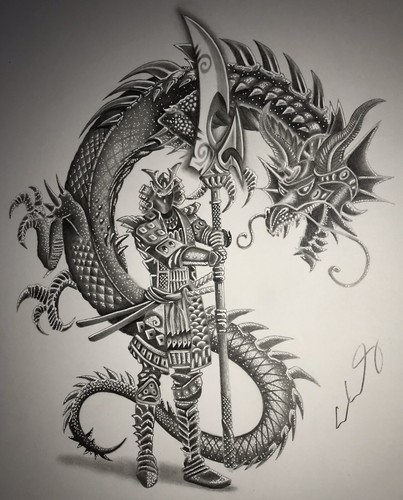 Samurai drawing with - samurai,