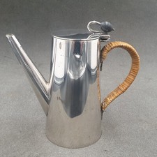 HARRODS Londres Belle petite verseuse Métal argenté anse rotin Art Déco