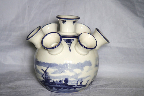 Delfts blue pique - fleurs, vase