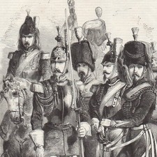 Garde Impériale - Uniformes de la cavalerie - Gravure de presse 1858