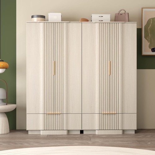 Fluted wood armoire - 67",