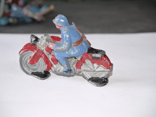 Figurine plomb motard bleu - figurine,
