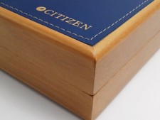 Boîte coffret pour 6 montres  CITIZEN en bois et cuir piqure sellier bleu
