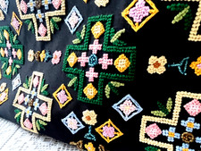 Magnifique Sac à Main Japon broderie très fine Noir pastel état quasi Neuf 