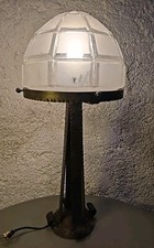 ART DECO LUSTRE Globe Igloo LAMPE EN FER FORGE