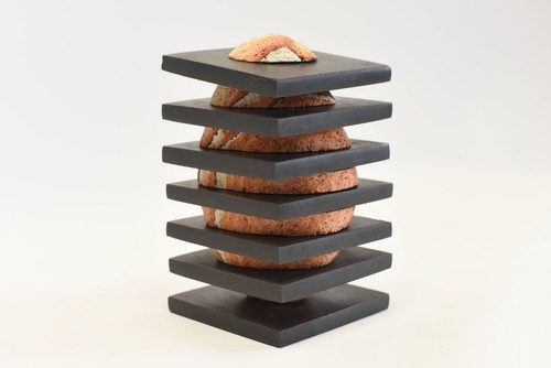 Sculpture galet rose ardoise - ardoise,