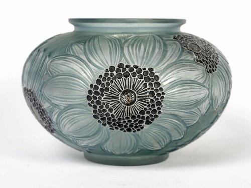 Vase dahlias verre émaillé - vase,
