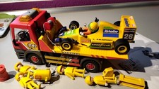 PI LOT PLAYMOBIL CAMION PLATEAU DEPANNAGE VOITURE COURSE FORMULE F1 VALVOLINE 26