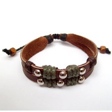 BRACELET CUIR marron éthnique