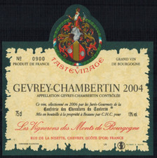 Etiquette Vin de bourgogne Gevrey-Chambertin (2004)Les chevaliers Du Tastevin
