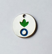 Jeton de caddie métal feuille verte cercle bleu