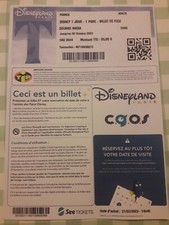 pass Euro Disney Disneyland COS C.G.O.S billet en ligne 2023 format A4 TTB