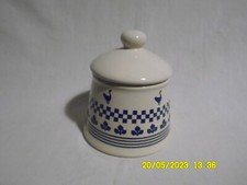 C1/ GENEVIEVE LETHU POT A SUCRE CREME DECOR BLEU OIE JEANNETTE ANNEE 2000