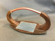 Ancien petit plateau service de table en bois avec miroir apéritif vintage