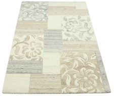 Tapis Orient Beige Gris 100% Laine 120X180 Cm Fait Main T973