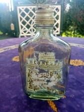 Ancienne Petite  Mini Bouteille  Flasque Cognac Hennessy en Verre avec Bouchon