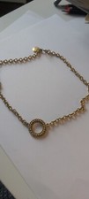 Collier Jacques esterel  métal doré motif carré  vintage 43 cm 