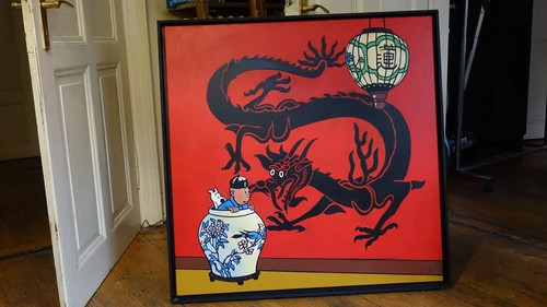 Peinture tintin lotus - peinture,
