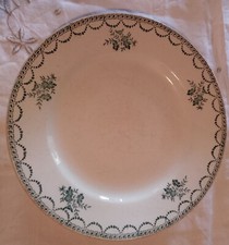 Ancienne Assiette Plate En Faïence Ceranord Saint-Amand Motif Floraux Vert