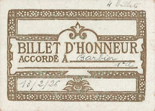 VIEUX PAPIER BILLET D'HONNEUR