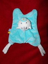 Doudou Plat Sucre d'Orge Chat Doumou Bleu Brodé Eléphant Girafe Neuf