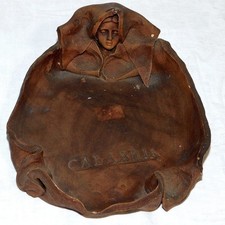 ANCIENNE SCULPTURE TERRE CUITE FEMME ART NOUVEAU - DECO SIGNÉE ANCIEN VIDE POCHE