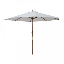 Parasol rond (H)2680 x (Ø)3000 mm en polyester gris, mât en bois