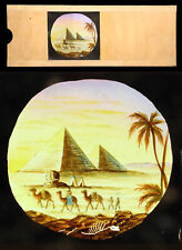 Plaque lanterne magique - les pyramides vers 1880 / optical toy Magic lantern