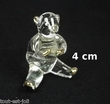 magnifique ours en verre avec dorures, miniature de collection, leeuw   G12-55