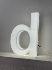 Lettre D lumineuse enseigne vintage 70s White Light Up Sign Letter D
