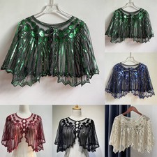 Court Robe Soirée Sequin Châle 1920s Rétro Châle Perlé Sequin Femme Vêtements